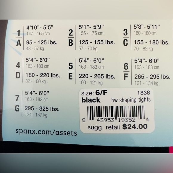 Assets by Red Hot Label Spanx ! Black High Waist Shaping Tights ! size 6/F NIB - Picture 3 of 5